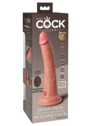 7" Vibrating + Dual Density Silicone Cock with Remote